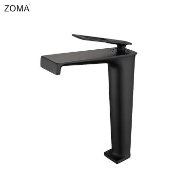 China Single Handle Luxury High Quality Water Plated Matte Black Stepped Bathroom Basin Faucet Waterfall Faucet Bathroom Basin Faucet for sale