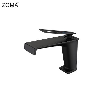 China Single Handle In The Running Direct Stylish Black Bathroom Faucet Brass Faucet Plating Water Chrome Single Handle Faucet for sale