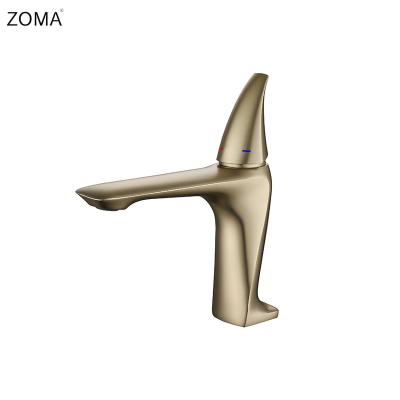 China Gold Hot Single Handle Swept Sink Bathroom Faucet Single Hole Cold Water Bathroom Faucet Basin Mixer Taps for sale