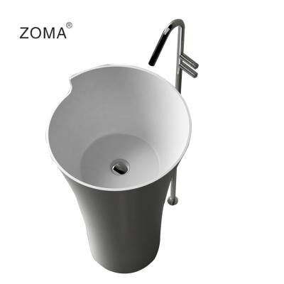 China Modern New Arrivals Solid Resin Surface Bowl Pedestal Sink Outdoor Stone Wash Basin For Sale for sale