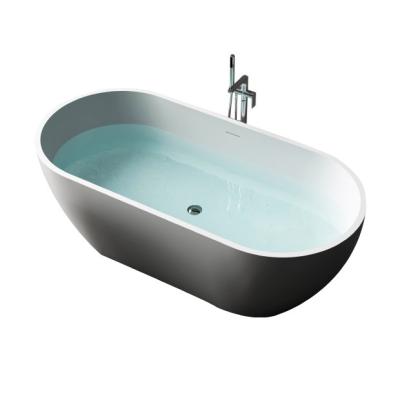 China White Solid Outdoor Bathtub Matt Solid Surface Comfortable Artificial Stone Bathtub Free Standing for sale