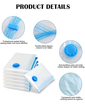 China Hot Selling Folding Pa/pe Compressed Zipper Vacuum Storage Sealing Bags For Clothes With Pump for sale