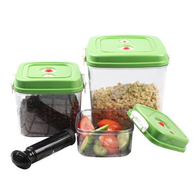 China ODM Transparent Plastic Free Vacuum Freshness Preservation OEM BPA Food Fruit Dry Storage Container Set With Hand Held Pump for sale