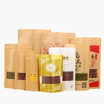 China Recyclable Waterproof Kraft Paper Bag Stand Up Sealed Pouch Cookie Pouch Foil Clear Paper Bags For Sale for sale