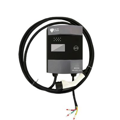 China 32A 7kw home wallbox 7kw EV charger hot sale black material color weight station ev charging station with screen for sale