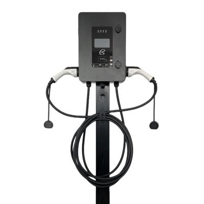 China wholesale floor stand ev charging station 2 2 level gun ocpp ac wallbox solar ev charger for electric car 14kw-02 for sale