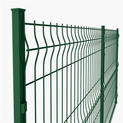 China Wholesale Easily Assembled PVC Coated 3 Bend Wire Mesh Fence Panels With Peach Post For Garden And Home for sale