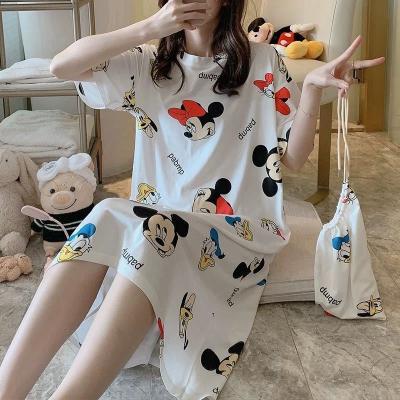 China QUICK DRY Korean Candy Women's Pajamas and Latest Beautiful Fabric Nightgown for sale