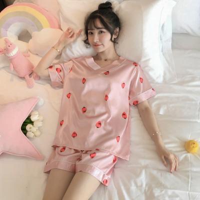 China Breathable Printing Woman Clothes Soft New Fashion Ladies Homesuit Homeclothes Casual Pajamas Pj Set Set Short Sleeve Short Pants Blue for sale