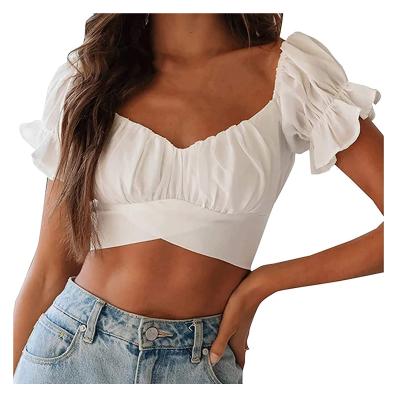 China 2022 fashion sexy soft design solid QUICK DRY women crop top T-shirt ladies blouse for summer for sale