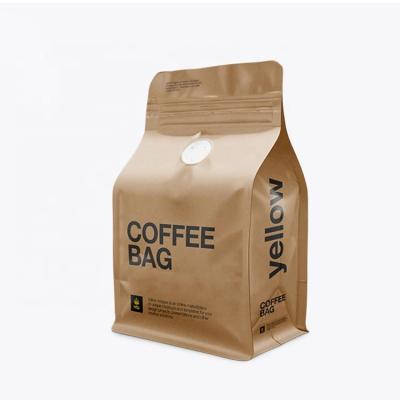 China Moisture Proof Custom Compostable Kraft Paper Coffee Packaging Bag With Valve 250g for sale