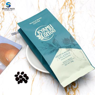 China Recyclable Aluminum Foil Laminated Plastic Flat Bottom Coffee Packaging Bag One Way Valve Coffee Packaging Bags for sale