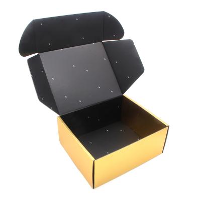 China Handmade custom printing corrugated black and gold doorgift shipping carton rose gold boxes packaging with logo for sale