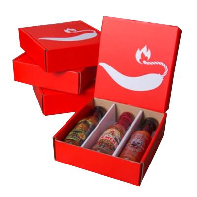 China Handmade Custom Logo Printing Paper Cardboard Empty Hot Sauce Packaging Box for sale