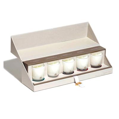 China Handmade Customized White Cardboard Candle Votive Box Trio Candle Box For Candle Packaging for sale