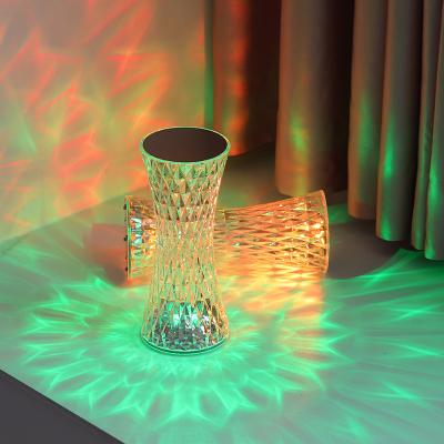 China New-designed Diamond Projection Small Size LED Table Lamp RGB Diamond Projection Office Desk Lamp Crystal Night Light for Bedroom Decor Warm Atmosphere Light for sale