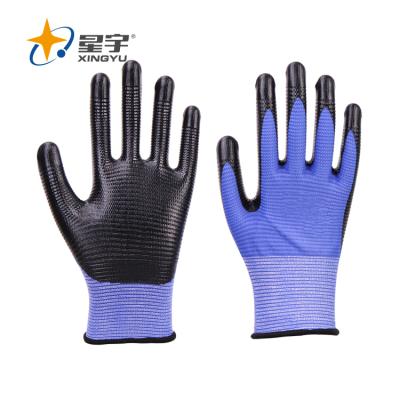 China Xingyu 13G U3 Polyester Shell Smooth Nitrile Palm Work Safety Gloves Cotton Gloves General Purpose China Working Gloves for sale