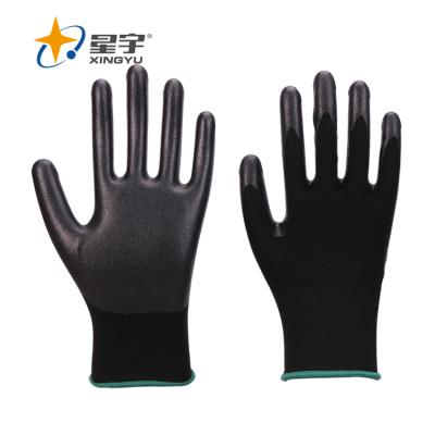 China General Purposes Hand Gloves Xingyu 13G Black Nylon Black Nitrile Foam Safety Work Gloves Personal Protective Equipment for sale