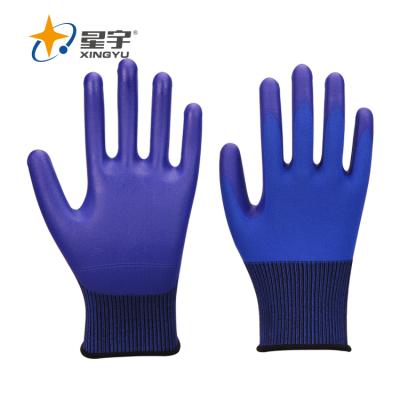 China Hot Selling XINGYU 15G Nylon Spandex Shell Foam Nitrile Safety Hand Gloves For General Purposes for sale