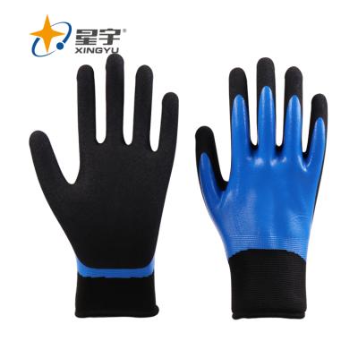 China Shell Gloves Sandy Nitrile Coated Keep Warm Xingyu Winter Work Gloves Double Ended Winter Waterproof Working Gloves for sale