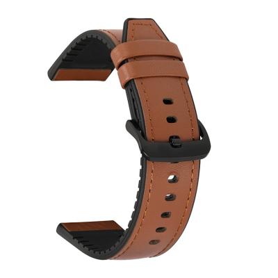 China Quick Release Unisex Watch Band 22mm and 20mm Leather Silicone Hybrid Watch Bands for Samsung Galaxy Huawei and Amazfit for sale