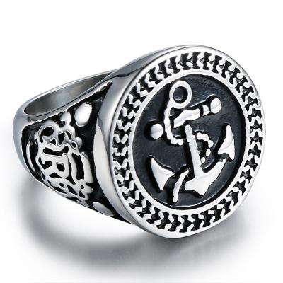 China Punk Rock CLASSIC Cool Vintage Fashion Stainless Titanium Steel Ring - Pirate Anchor for sale