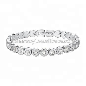 China Beautiful CLASSIC Luxury Fashion Stainless Steel Tennis Bracelet With Clear CZ Zircon for sale