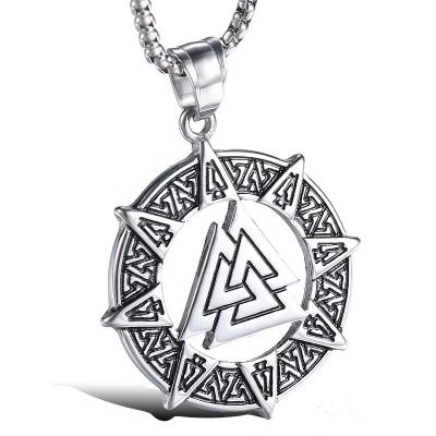 China Gothic Punk Rune Symbol Norse Norse Mythology Norse Valknut Viking Necklace Stainless Steel Dangle Stock for sale