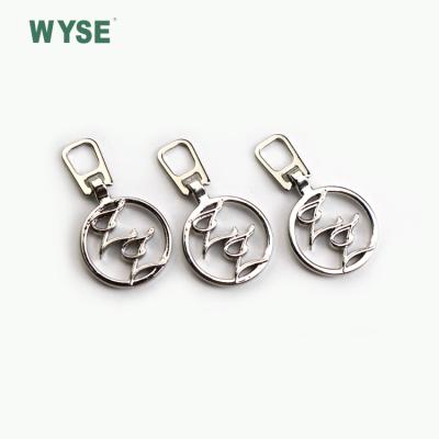 China Custom Logo Zipper Puller Shape Shiny Silver Zipper Pulls Personalized Decorative Metal Nickel Free for sale