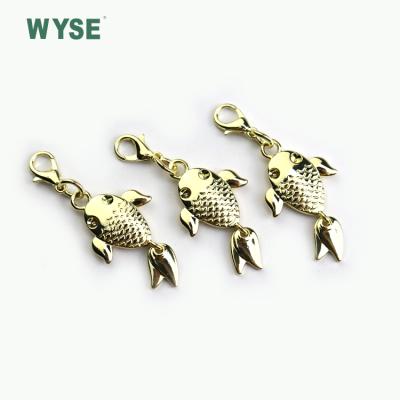 Cina Custom Fish Shape Metal Fish Shape Nickel Free Decorative Fancy Gold Puller Puller Pulls With Lobster Clasp in vendita