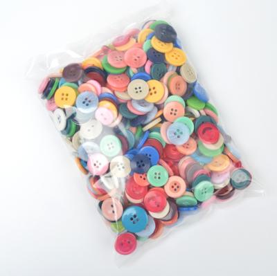 China Viable 4 Holes 2 Holes Colored Flat Stitched Buttons Open Resin Sewing Plastic Button For Coat Garment Clothing Shirt for sale