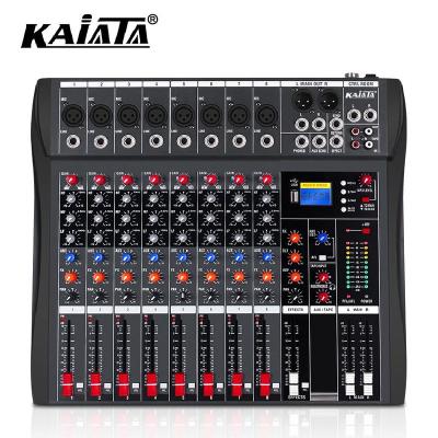 China KAIKA CT8-1 8 channel multi-function music mode USB console amplifier computer playback power phantom mixing audio mixer for sale