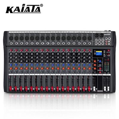 China KAIKA CT16-2 Stage Mixing Console with Microphone 16 Digital Channels with USB 48V Phantom Power Professional DJ Audio Mixer for sale