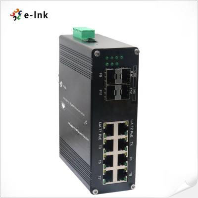 China Industrial Managed PoE Switch L2+ 8 Port 10/100/1000T 802.3at PoE + 4 Port 1000X SFP for sale