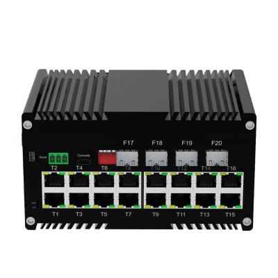 China Industrie 16 Port 10/100/1000T Gigabit 802.3at verwalteter PoE-Switch mit 4 Port 1000x SFP zu verkaufen