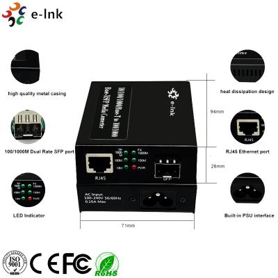 Cina 10/100/1000 di BASE-T - 100/1000 di fibra del convertitore di media di BASE-X SFP ad Ethernet costruiti nell'alimentazione elettrica in vendita