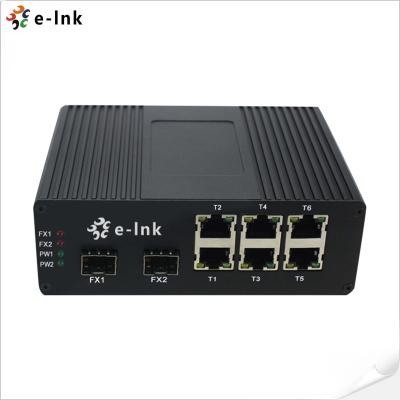 China Interruptor Ethernet industrial de 6 puertos 10/100Base-T + 2 puertos 100BASE-FX en venta