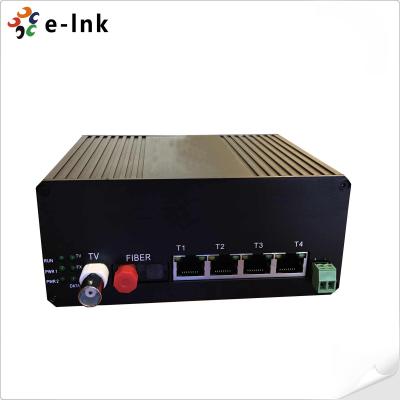 China Interruptor Ethernet de vídeo industrial: 4x10/100M Ethernet + 1xVideo + 1xRS485 Datos + 1xGigabit de fibra en venta