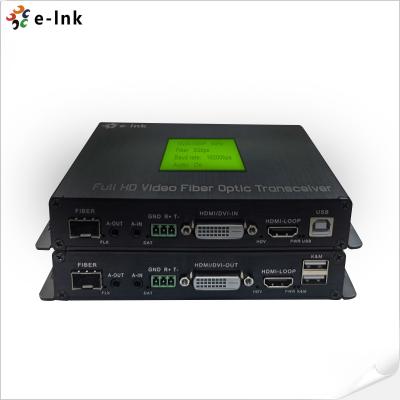 中国 クラウドで管理される多機能DVIファイバーコンバータ 1Ch 1080P DVI + USB KVM + 1Ch RS232 + 1Ch Bidiステレオオーディオ + GPIO 販売のため