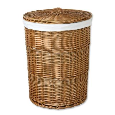 China Sustainable Nature Round Material Willow Wicker Split Laundry Hamper With Liner For Bathroom / Living Room for sale