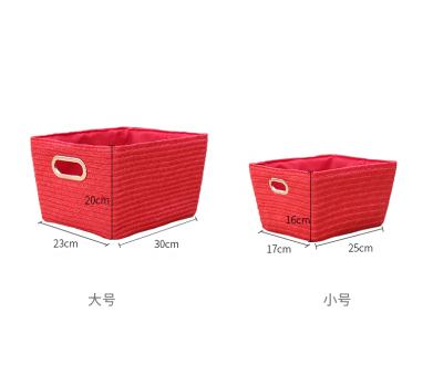 China Cute Red Toddler Toy Box Rectangle PP Basket Cart Organizer Boys Room Girl Bathroom Trash Can Set 2 for sale