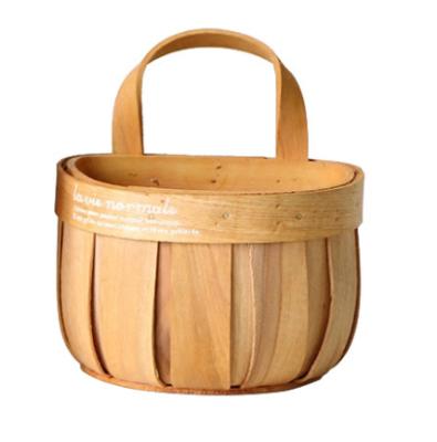 China Sustainable Hot Sale Blow Basket Made Of Wood Chips With PU Handles Universal Basket Long Lasting Honey Color for sale