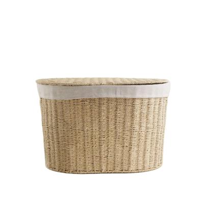 China Inner Layer Debris Bedroom Storage Box Children Covered Oval Laundry Basket Base Viable Woven Fabric for sale