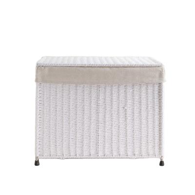 China Sustainable Fabric Interior Rectangular Base For White Lidded Laundry Storage And Storage Bin Laundry Basket for sale