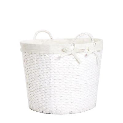 China Sustainable Round Paper Laundry Basket With Lid Liner For Living Room / Bathroom / In Hotel for sale