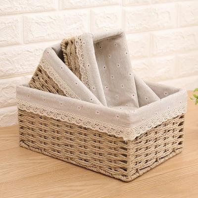 China Wholesale Viable New Storage Box Trash Bins and Handy Handwoven Paper Rope Woven Storage Handmade Basket for sale