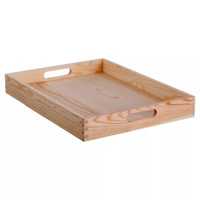 China Sustainable Rectangle Tray Natural Wooden Fruit Vegetable Storage Baskets for sale