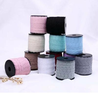 China Floral Wedding Decorations Ribbon Walls Trim 0.8cm Narrow Embroidery Lace Hessian Ribbon for sale