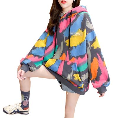 China Anti-wrinkle girl hoodie winter coat in korean style casual hoodie pop loose shirt for college girl fun tie dye hooded graphic cotton for sale