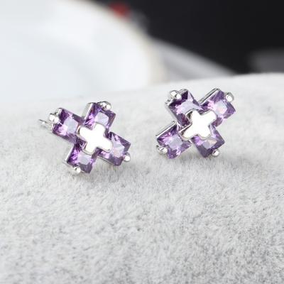 China FASHIONABLE Zircon cross earrings fashion female minority advanced wild temperament personality fashionable ear studs for sale